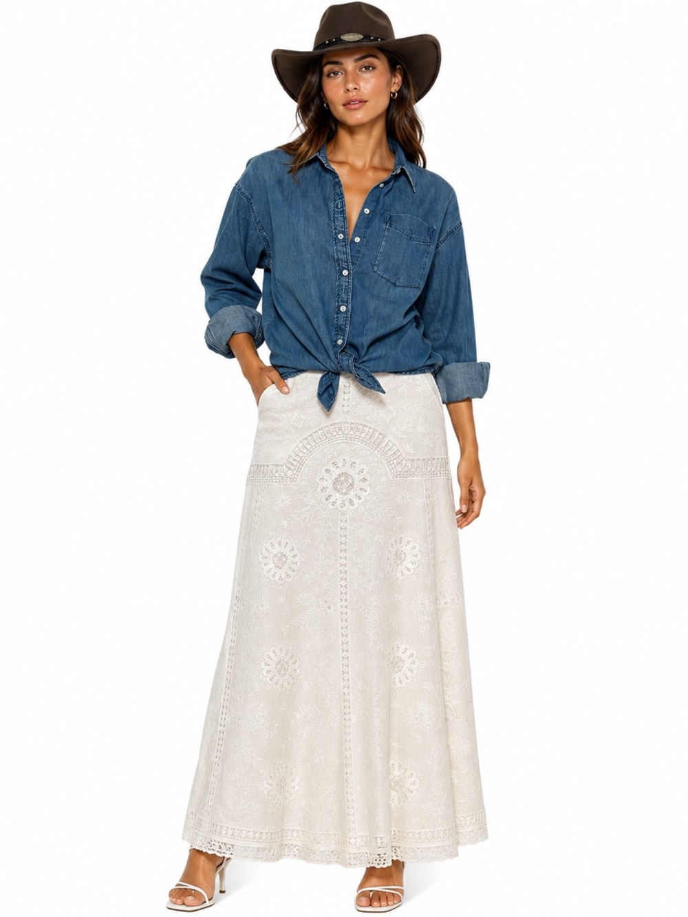 NWOT Lauren Ralph Lauren Denim Button-Down Shirt in Blue | Size LP